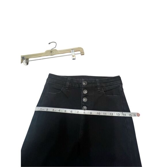 American Eagle Black Button Fly-Curvry-Hi Rise-Crop Jegging Sz 4 - Picture 7 of 9
